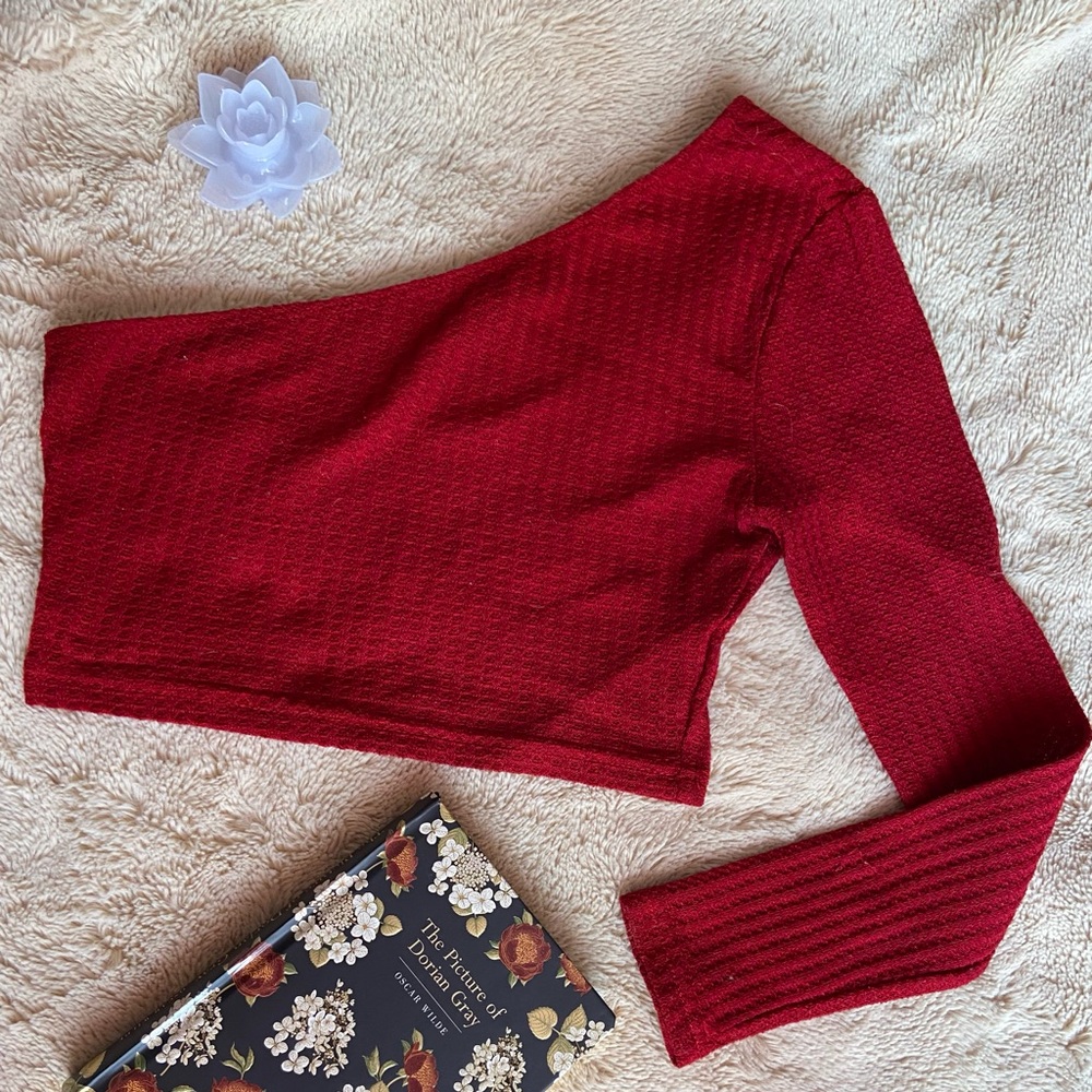 One Shoulder Red Crop Top